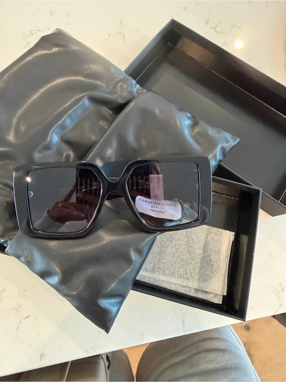 Carolina lemke Black Oversized Square Sunglasses